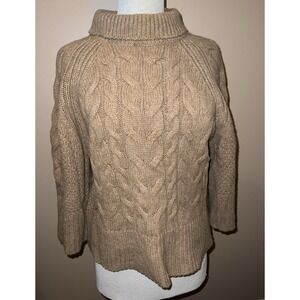 Banana Republic Sweater Women's XS Brown Cavo Flare Sleeve Cable Knit Wool Blend